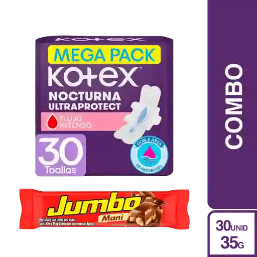 Combo Jumbo Maní + Kotex Toalla Higiénica Nocturna