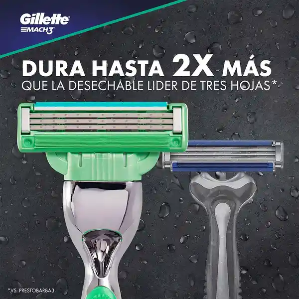 Gillette Mach3 Sensitive Máquina de Afeitar Recargable 1 Unidad + 2 Cuchillas de Afeitar 1 Kit