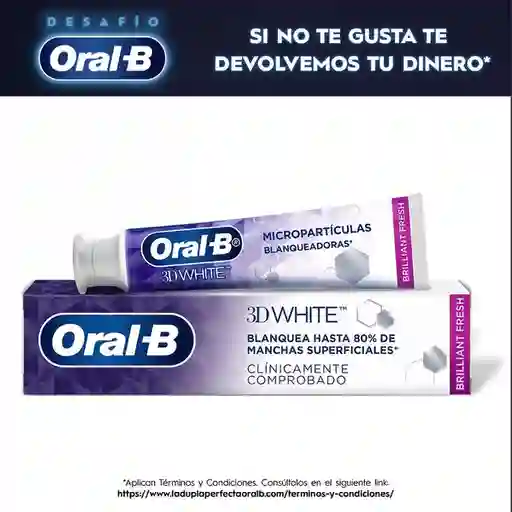 Crema de Dientes Blanqueadora Oral-B 3D White Brilliant Fresh 53ml