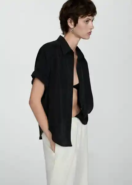 Camisa Washy Negro Talla M Mujer Mango