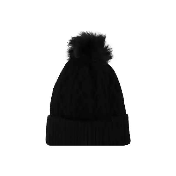 Gorro Tejido Trenzado Con Borla Negro Miniso