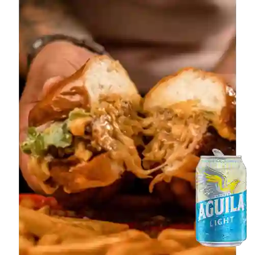 Combo Hamburguesa 747 + Cerveza Aguila Light Lta 330ml