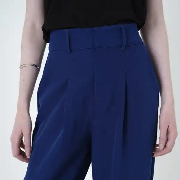 Pantalón Bota Recta Con Prenses y Pinzas Azul 8 Fuera de Serie