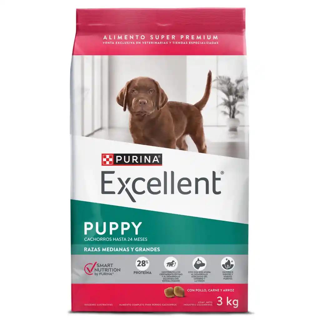 Comida para perros EXCELLENT PUPPY Razas Medianas y Grandes x 3 kg
