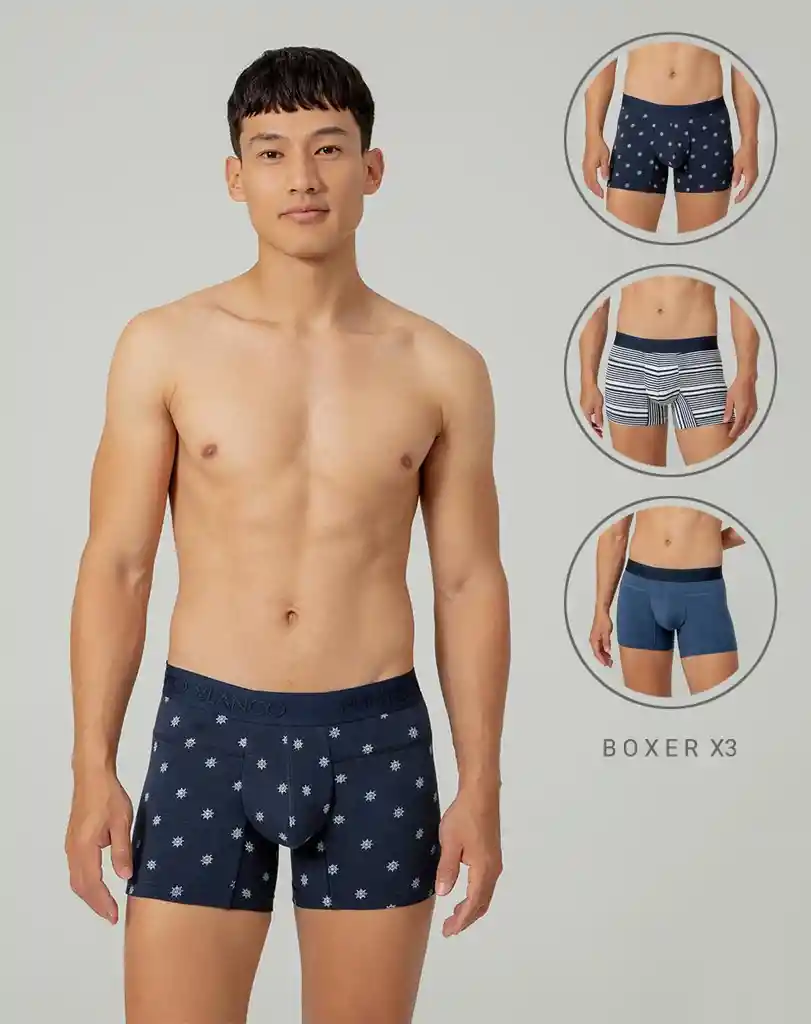 Boxer Corto Ajustado Paq X3 Masculino Habo X3 Punto Blanco Talla L