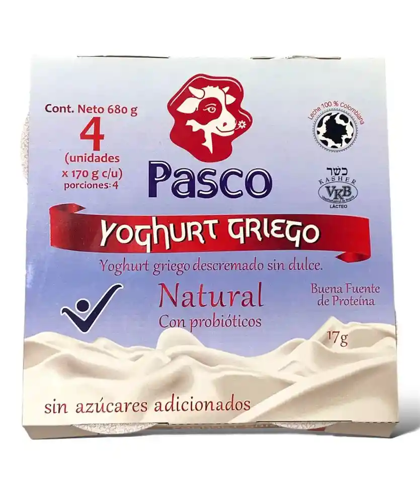 Yoghurt Pasco Griego Descremado Sin Dulce (680 Gr)