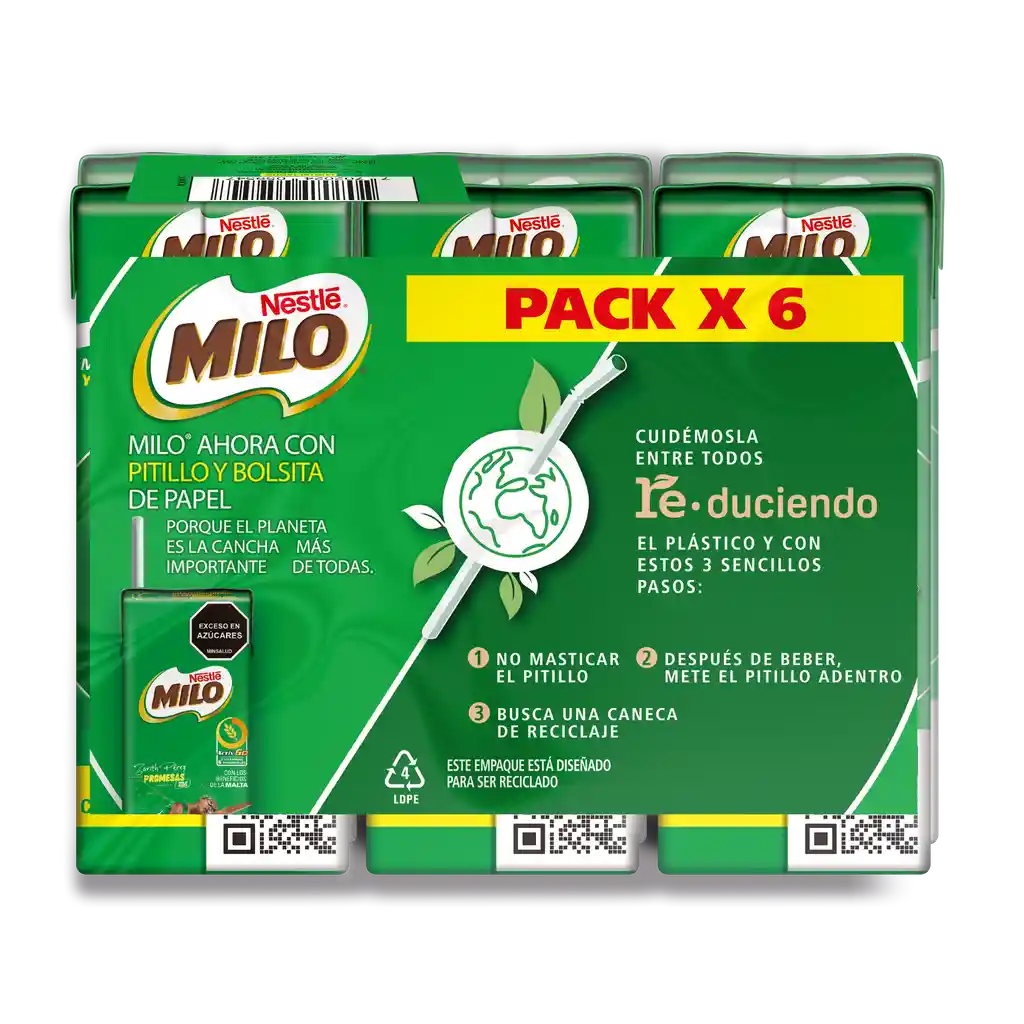 Leche Malteada MILO en cajita 6 x 180mL c/u