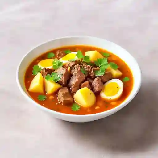 Caldo con costilla y huevo