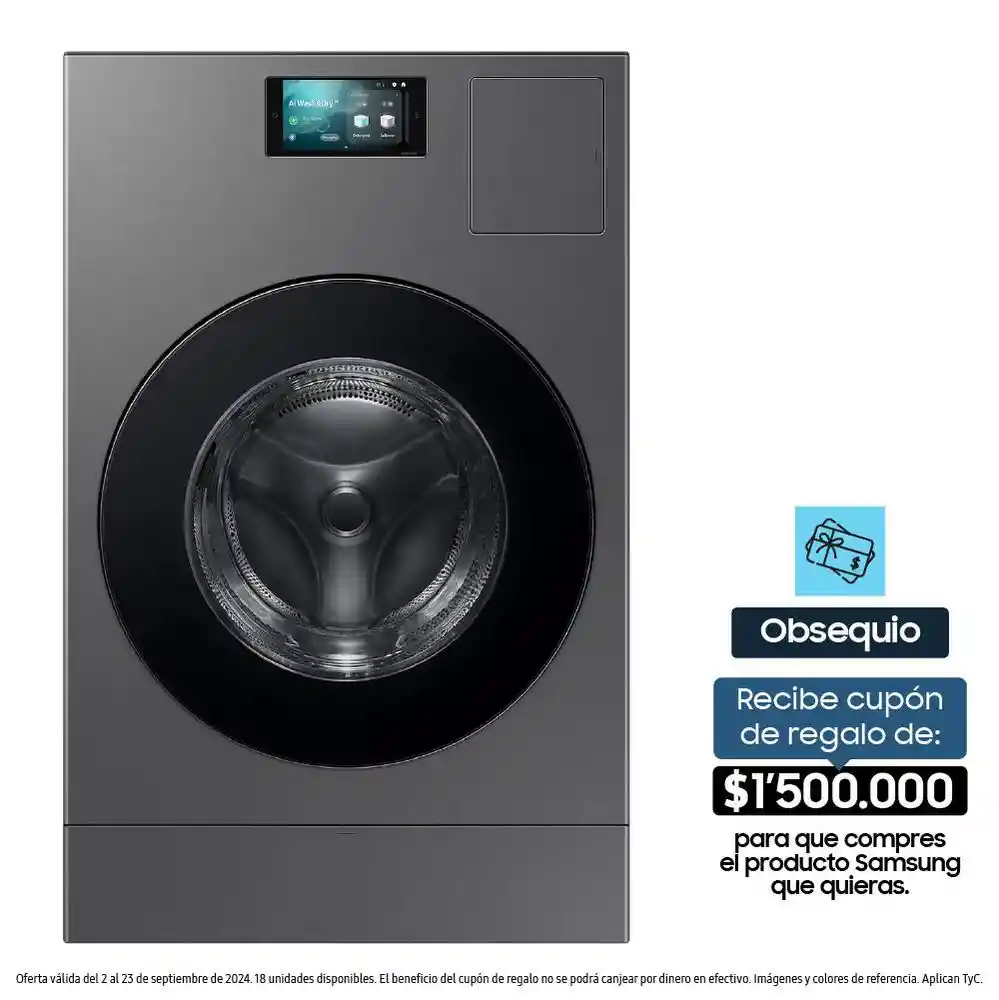 Lavadora Secadora Samsung Eléctrica Bespoke Ai Laundry Combo Wd26db8995bzco Gris