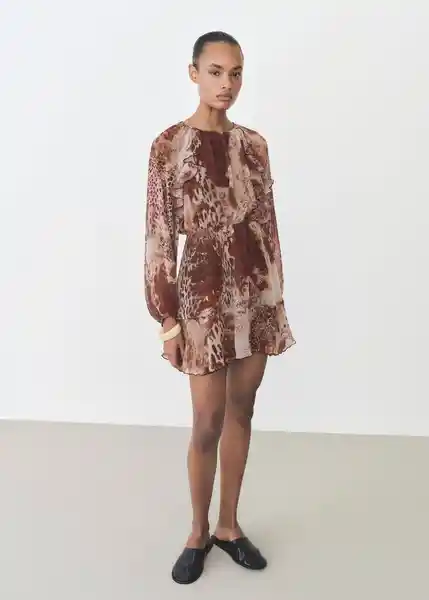 Vestido Butcher Marrón Talla S Mujer Mango