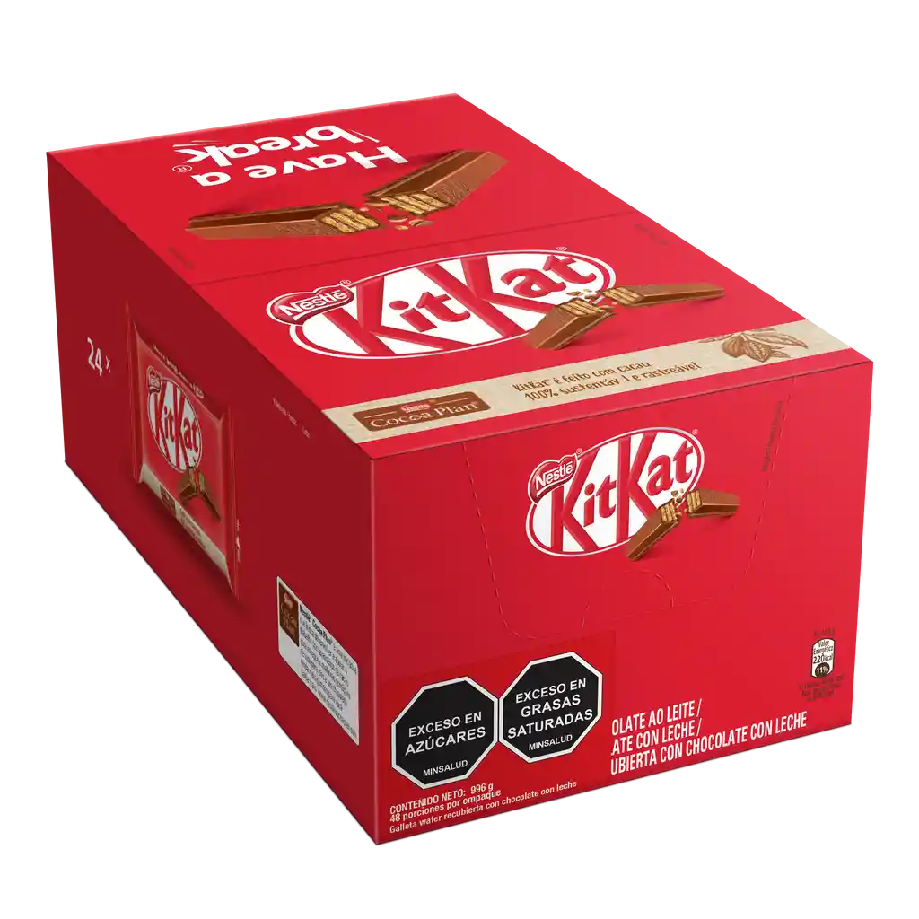 KitKat Galleta Wafer cubierta con chocolate con leche 24 Unds x 996g