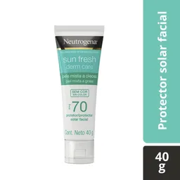 Protector Solar Facial Neutrogena Sun fresh Derm care Sin color FPS 70 40g