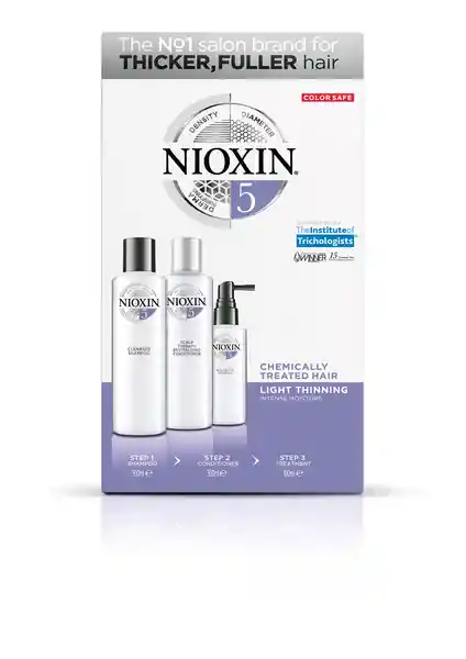 Nioxin 5 Kit Capilar Anticaída Para Cabello Químicamente Tratado