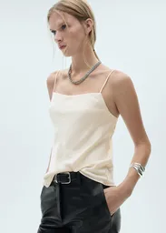 Top Jimena Off White Talla L Mujer Mango