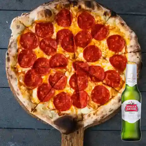 Combo Pizza Peperoni + Stella Artois Bot. 330ml