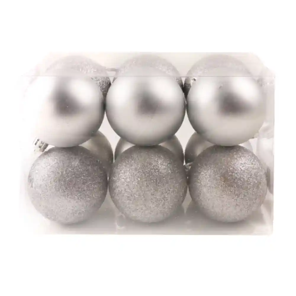 Set X 12 Esferas Plateadas Krea