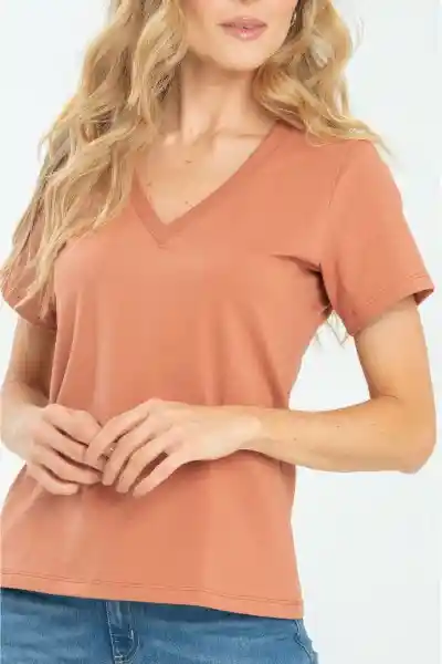 Camiseta Escote V Color Blush Talla XL Ragged