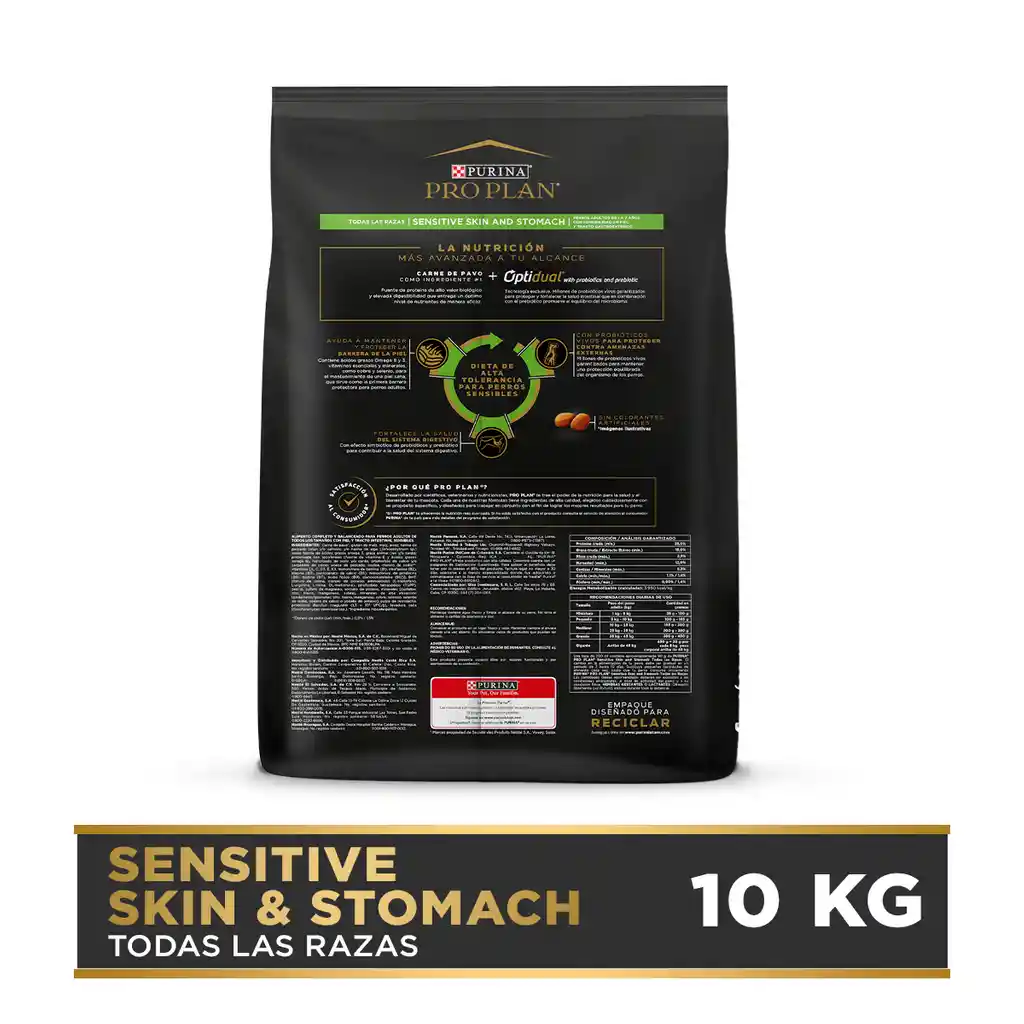 Comida para Perros Adultos con piel y estomago sensible Purina Pro Plan x 10 kg