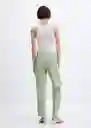 Pantalón Paulica-w Verde Pastel Talla S Mujer Mango