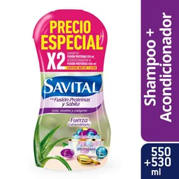 Savital Pack de Shampoo + Acondicionador Fusión de Proteína y Sábila