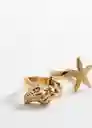 Pack Anillo Fara Oro Talla M Mujer Mango