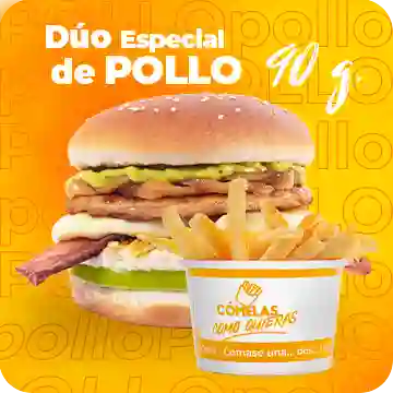Combo Hamburguesa de Pollo 90 G + Papas