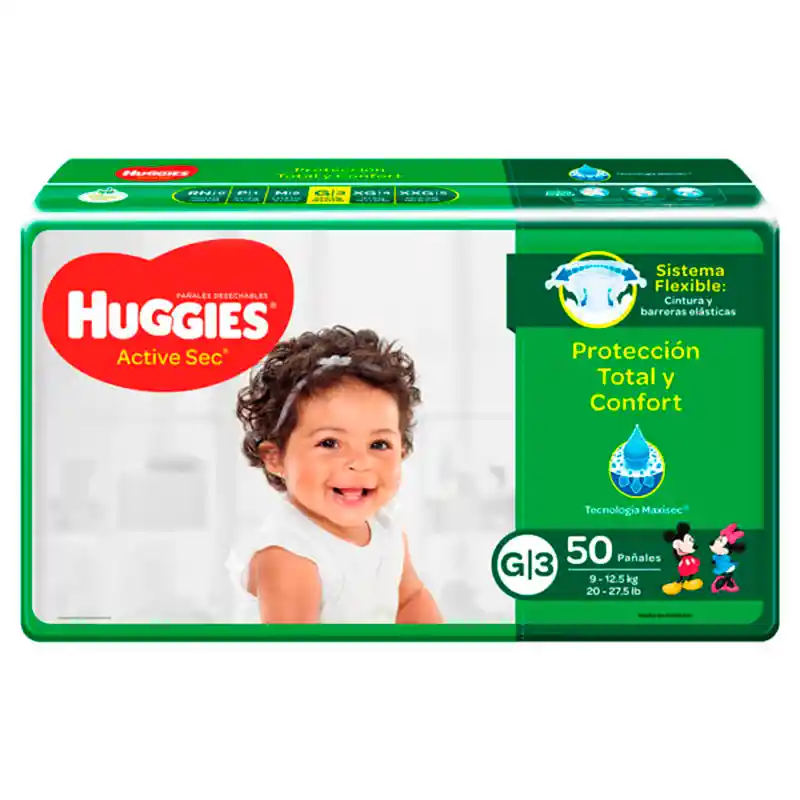 Huggies Pañales para Bebé Active Sec Talla G