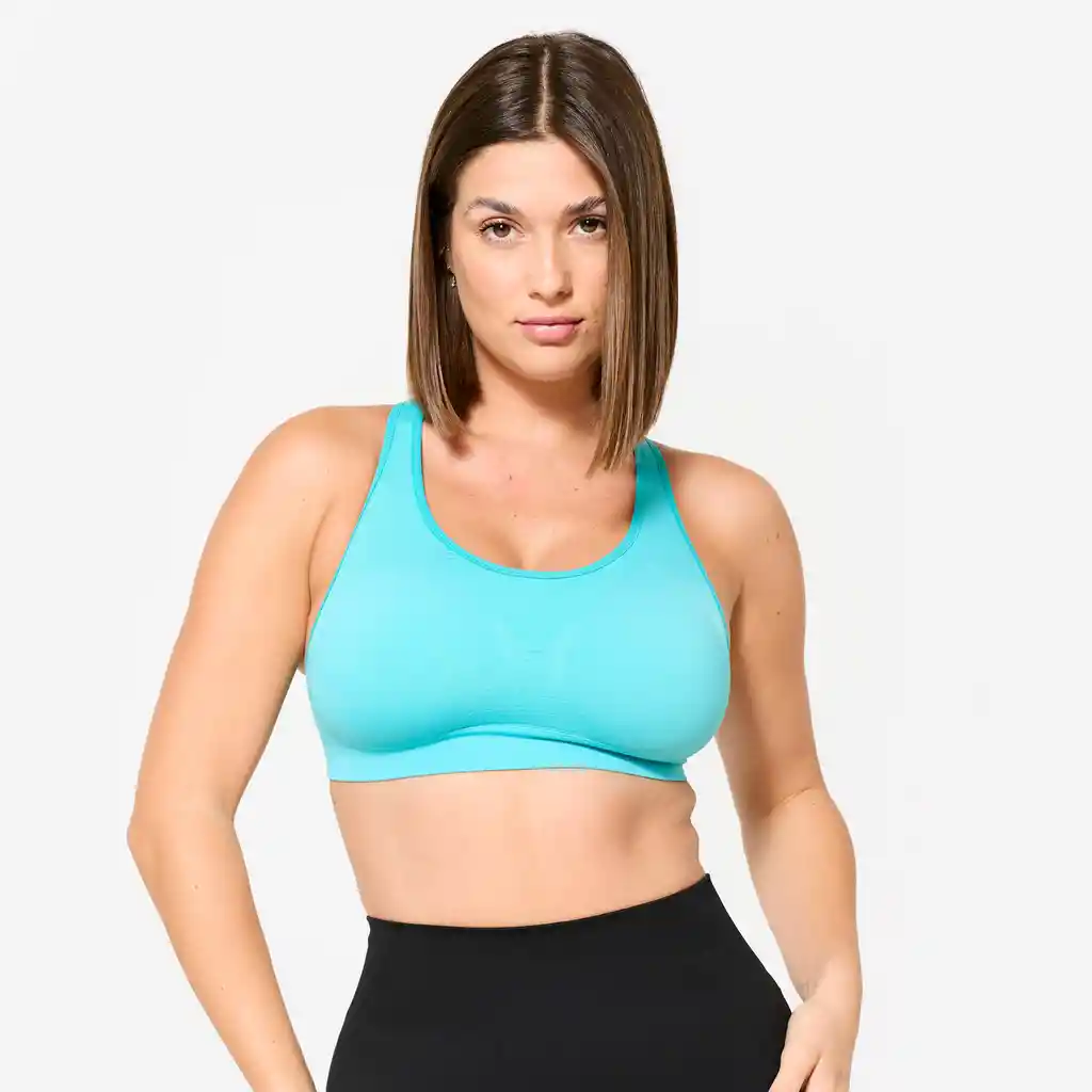 Top Deportivo Para Mujer Sin Costuras Azul Turquesa