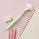 Esfero Con Brillos Tinta Azul Penguin Pendy Family Verde Miniso