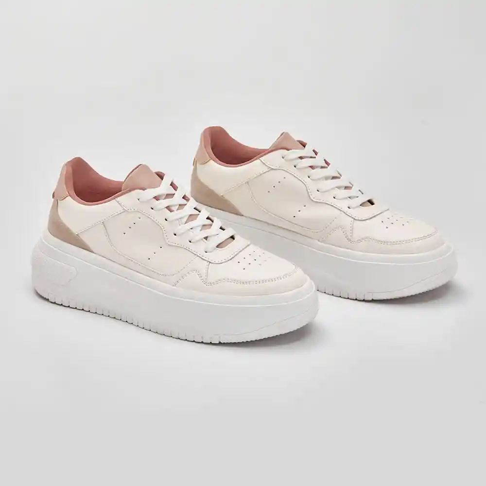 Tenis Plataforma Blanco/rosado Maj-0324 Urb