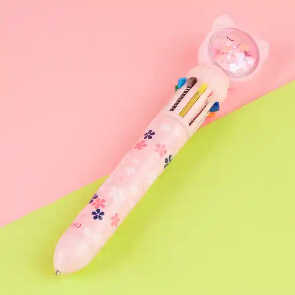 Esfero Retráctil Sakura Cat 10 Colores Miniso