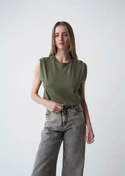 Camiseta Mujer Verde Cocodrilo Oscuro Talla S 509g057 Naf Naf