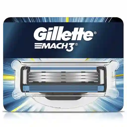 GILLETTE Mach3 Cartucho para Máquina de Afeitar 10 Repuestos con 3 Cuchillas para Afeitar la Barba Afeitado al Ras Afeitadora para Hombre