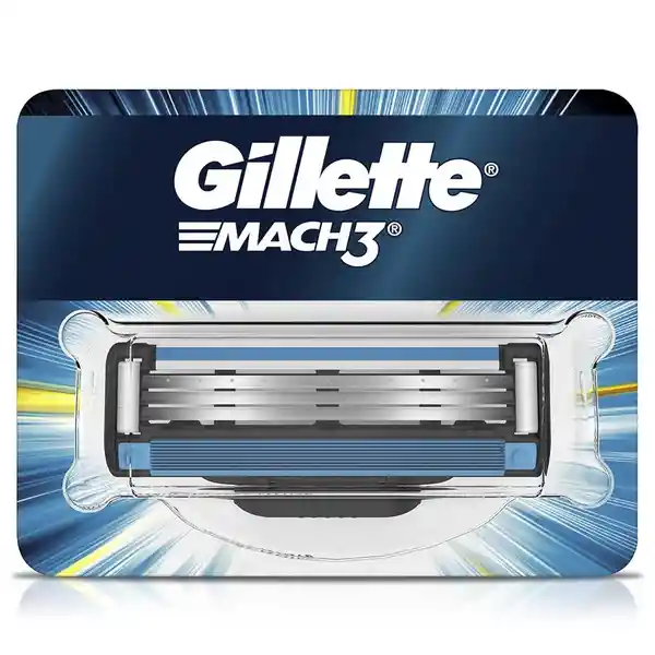 GILLETTE Mach3 Cartucho para Máquina de Afeitar 10 Repuestos con 3 Cuchillas para Afeitar la Barba Afeitado al Ras Afeitadora para Hombre