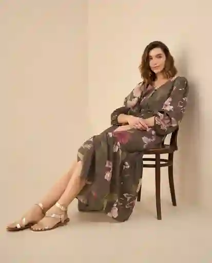Vestido Verde Aceituna Oscuro Talla M 492G020 Esprit