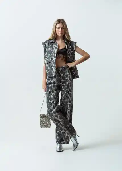 Pantalon Alexia Gris Asno Estampado Talla10 Mujer 431G380 Naf Naf