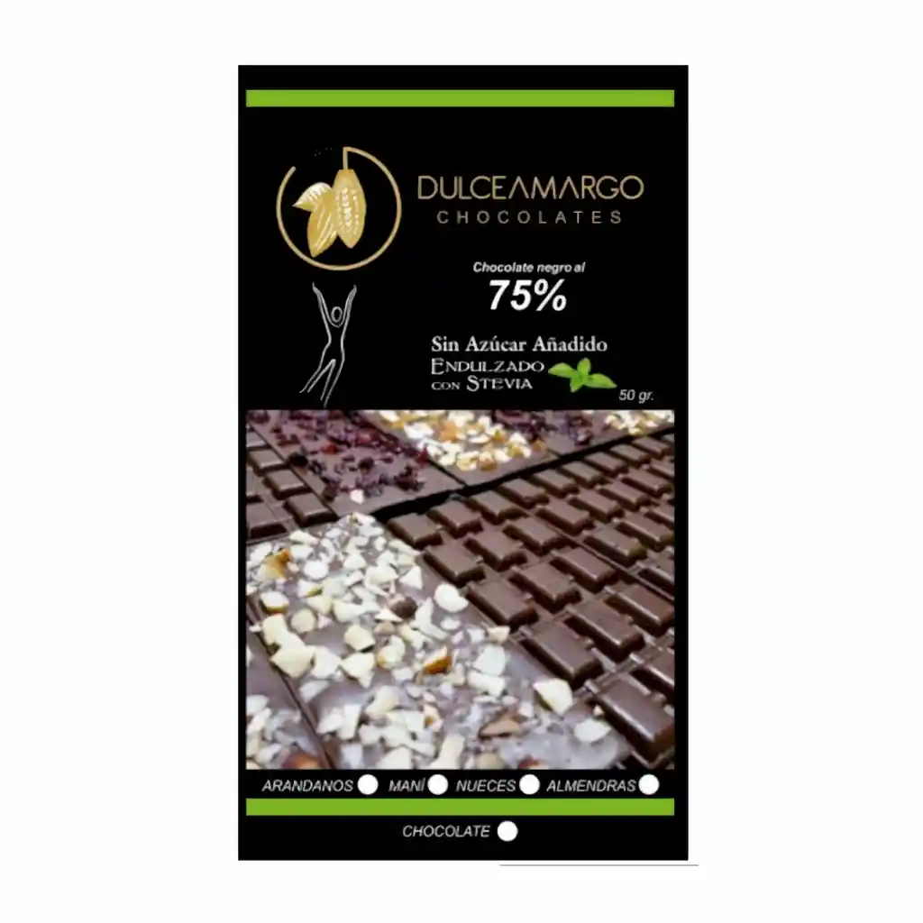 Dulce Amargo Barra de Cacao Artesanal al 75%