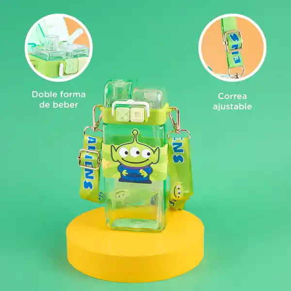 Vaso Plástico Con Pitillo de Serie Mini Family 600 mL Miniso