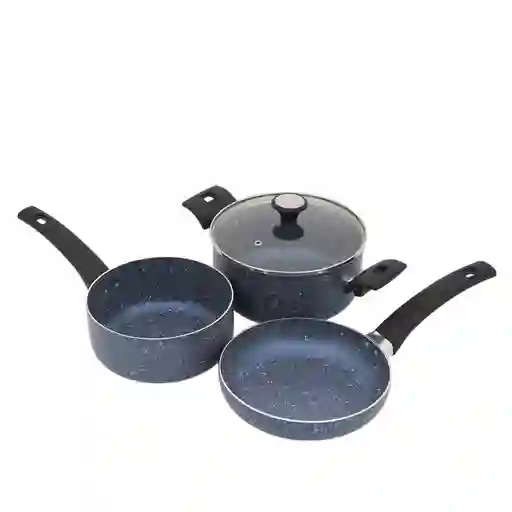 Bateria Universal Aluminio Antiadherente Amatista 4 Piezas Azul Granito