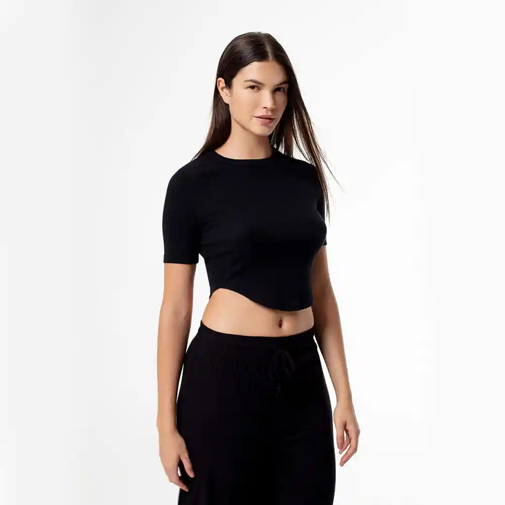 Camiseta Manga Corta en Rib Algodón Femenino Luzi Shirt Gef Talla S