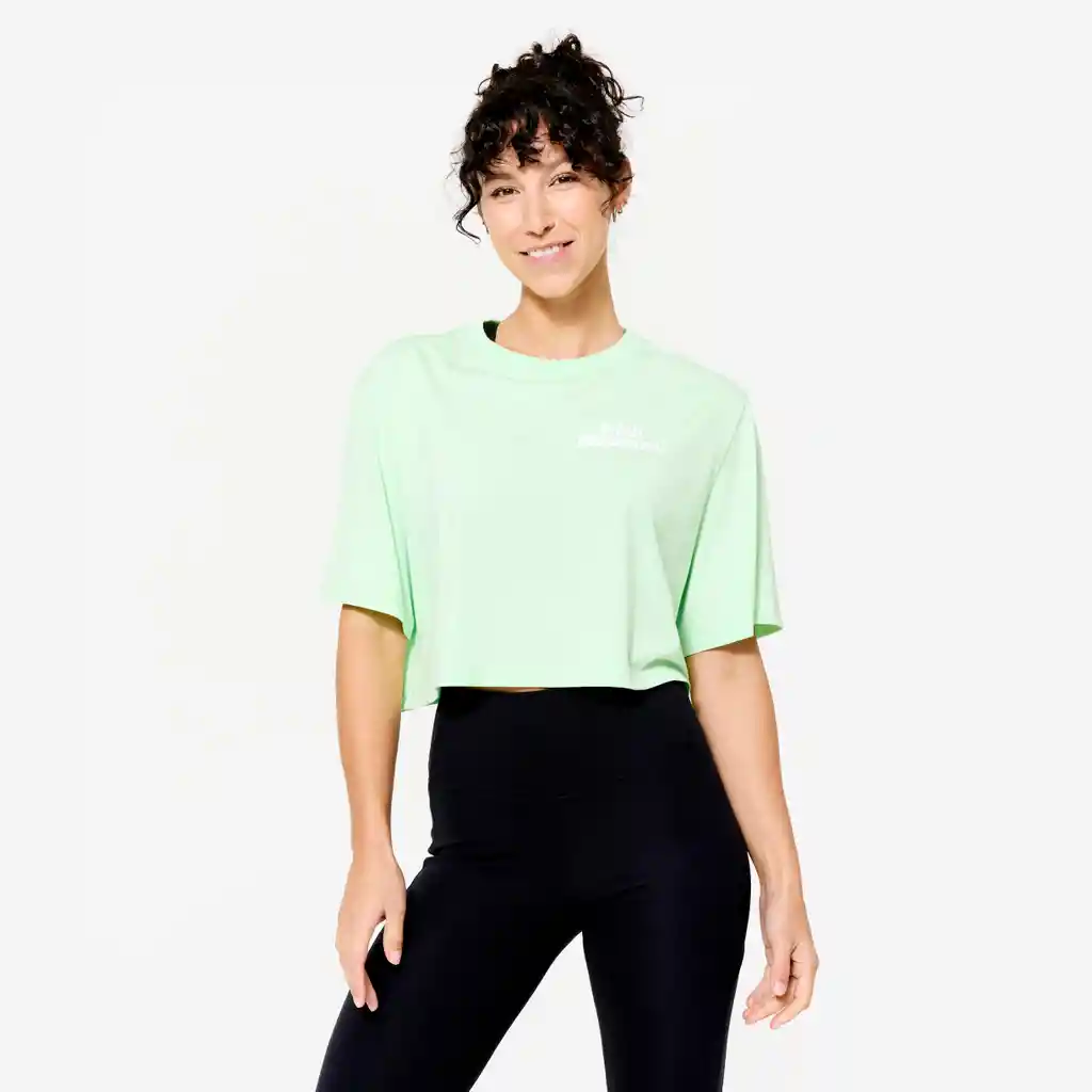 Camiseta Crop-top Mujer Domyos Verde Claro