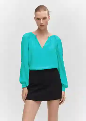 Blusa Tango Turquesa Talla XS Mujer Mango