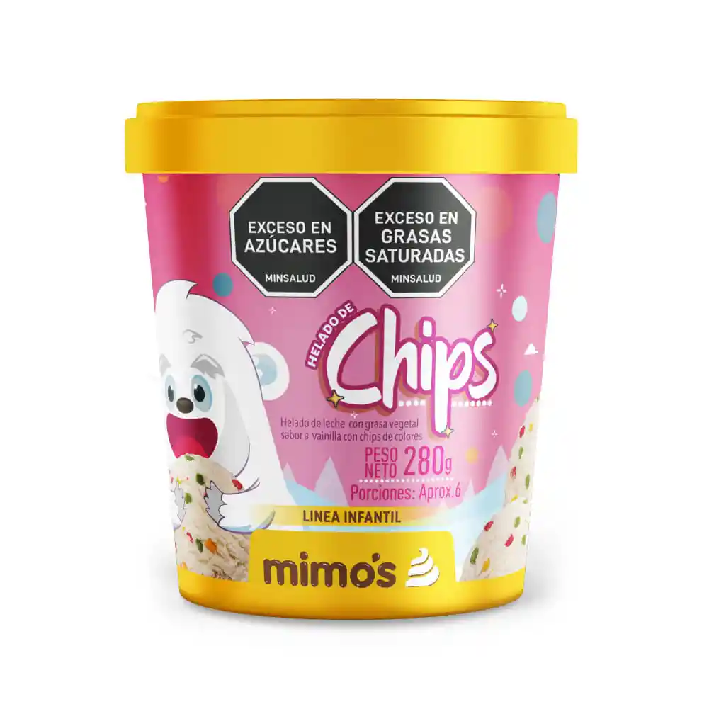 Helado Chips Colores Mimos Pote *280gr