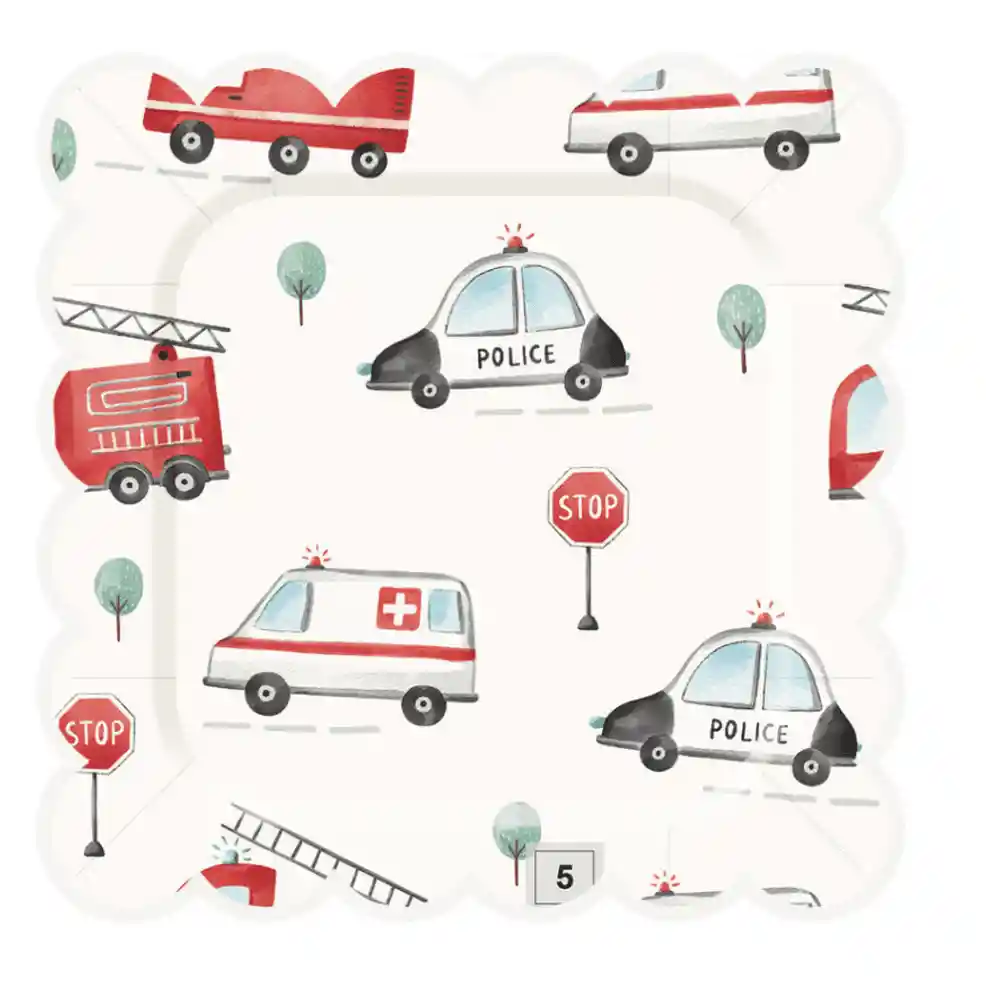 Playmart Carritos Plato Azul de Papel 9 In -