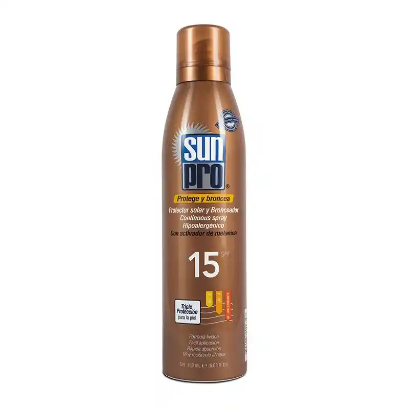 Sun Pro Bronceador Continuos Spf 15 Spray