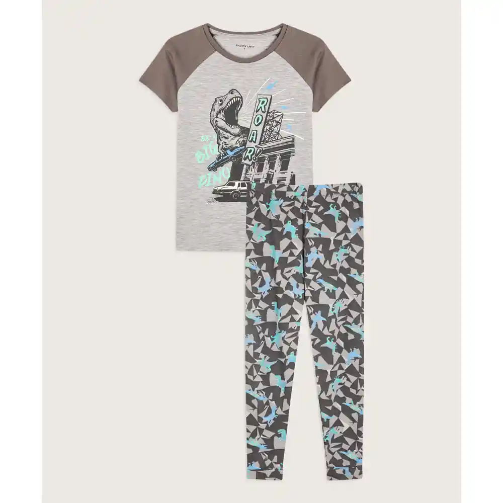 Pijama Corto Largo Camiseta Cuello Redondo Con Screen y Pantalon Jogger Estampado Infantil Niño 66040057 Talla 8