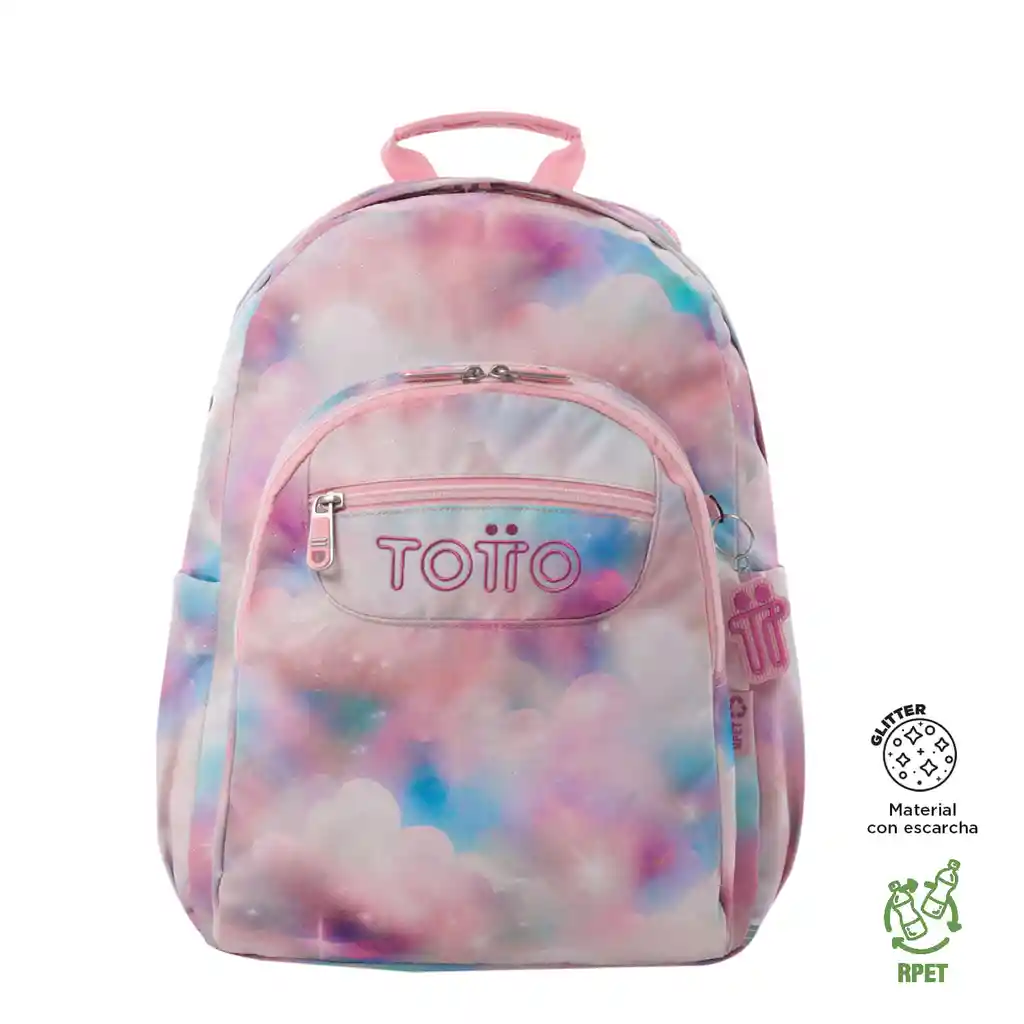 Morral Juvenil Porta Pc 14" Acuarela Glitter Azul
