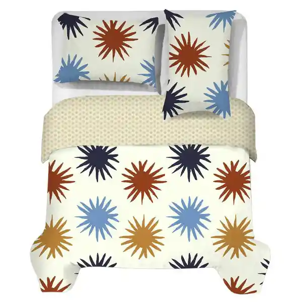 Cover Duvet King 144 Hilos King Beige/Azul