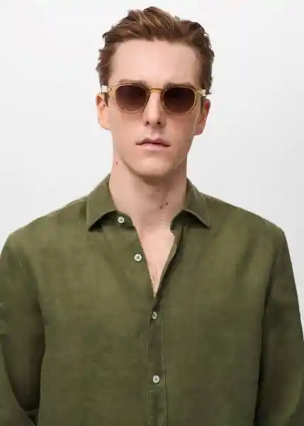 Camisa Parrot Verde Talla L Hombre Mango