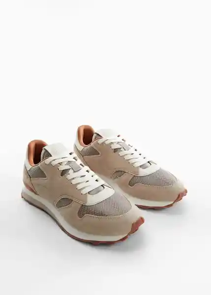 Tenis Deportivos Maratón Beige Talla 41 Hombre Mango